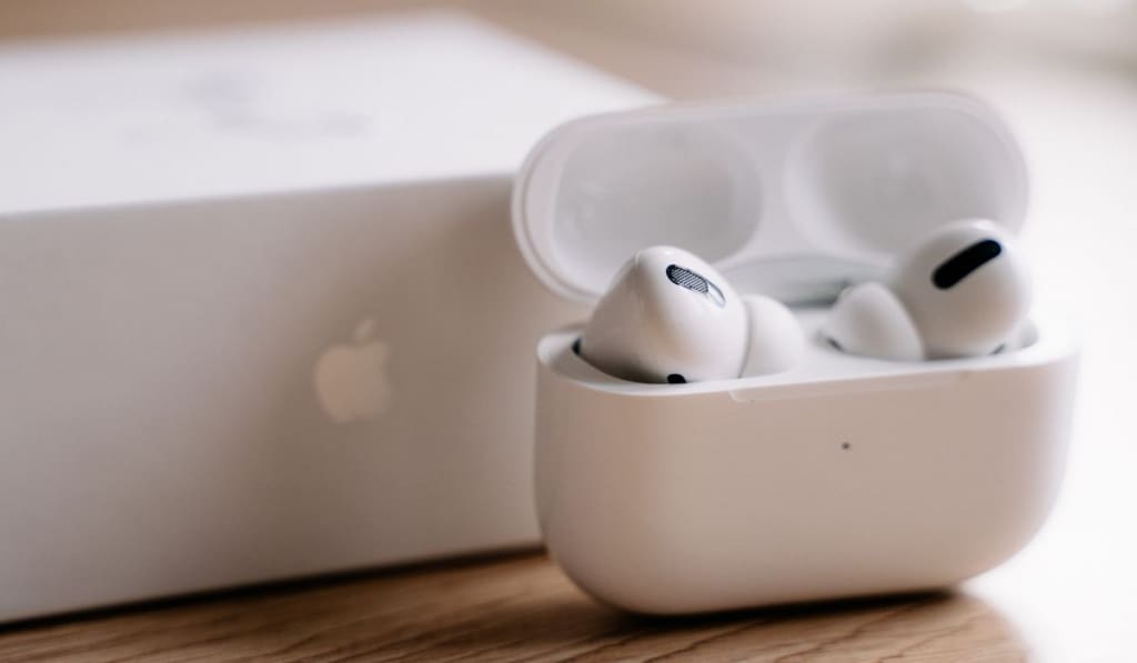 Airpods pro with case on a white background 