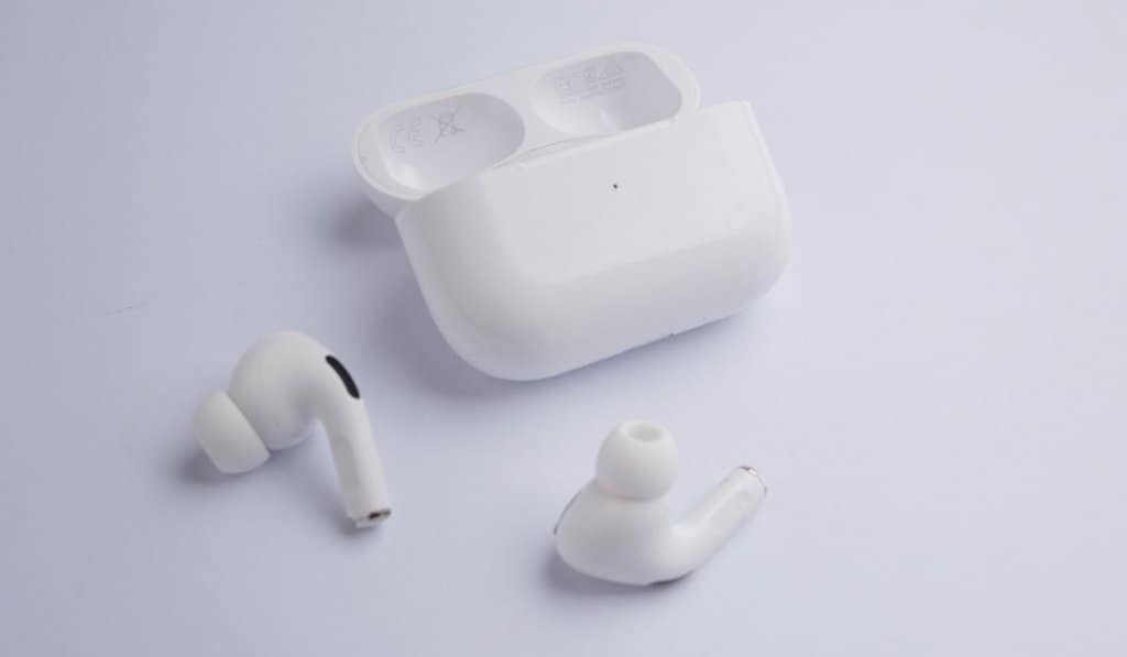 Airpods pro with case on a white background 