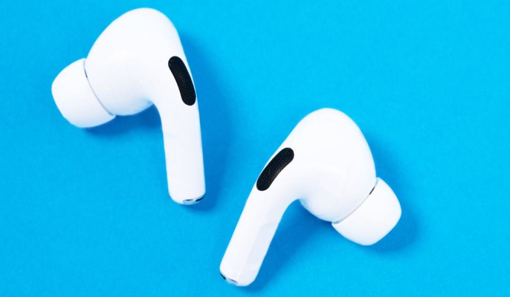 Apple AirPods Pro on a blue background