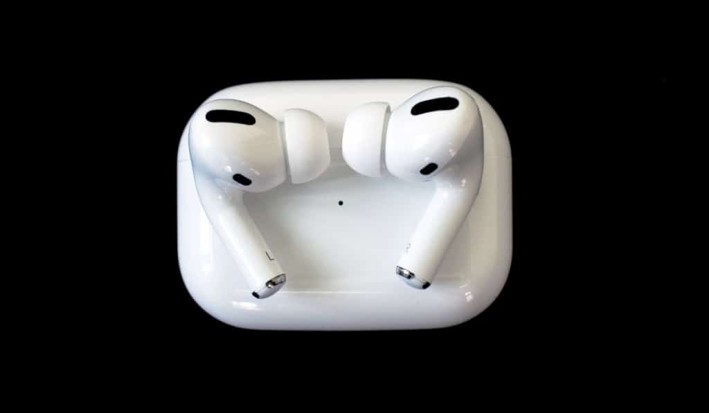 Apple airpods pro in black background 