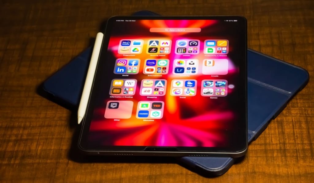 Ipad with apps on the table