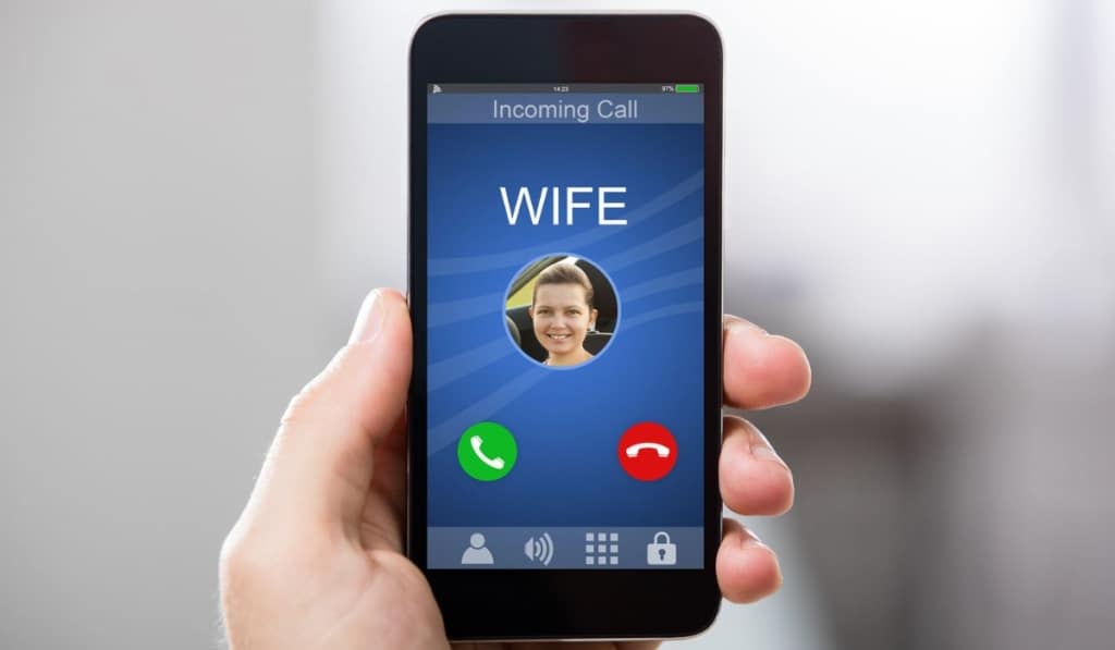 Person Receiving Wife`s Incoming Call 