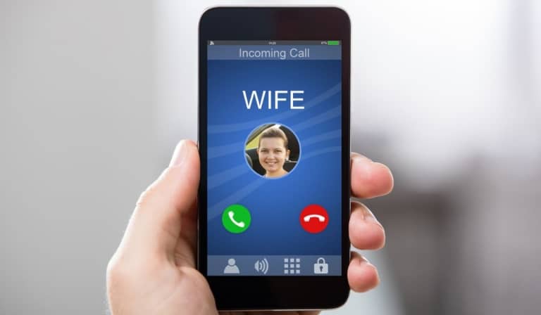 Person Receiving Wife`s Incoming Call