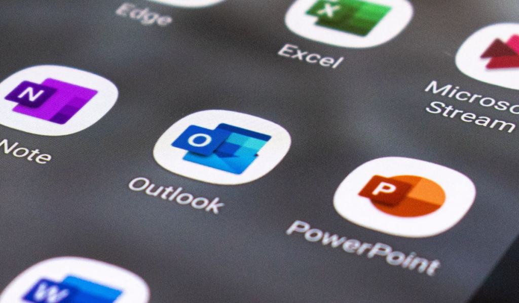 Outlook logo on the phone 