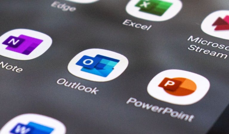 Outlook logo on the phone