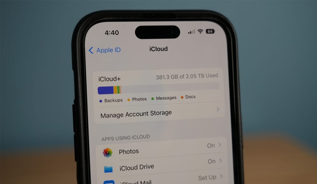 iCloud storage on iPhone