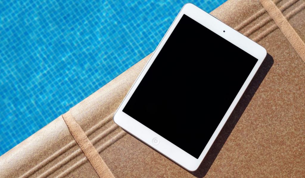 iPad by the pool