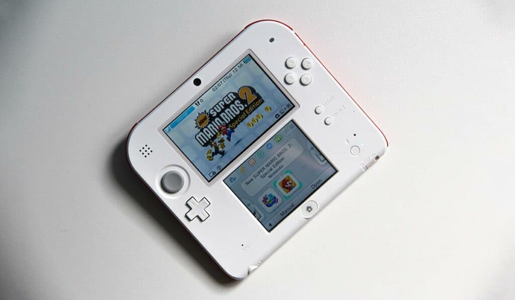 White 2DS gaming system on a white background