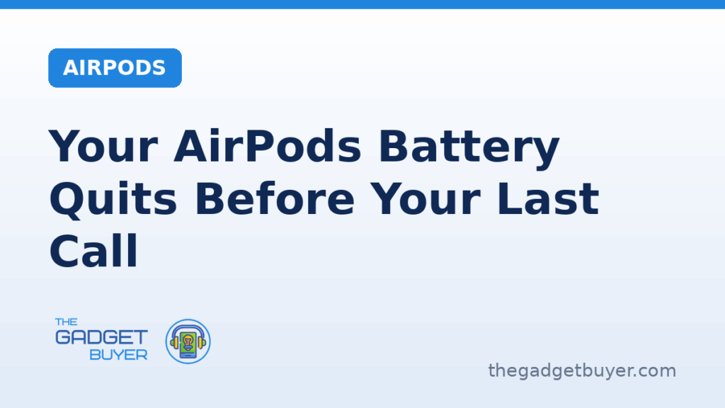 AirPods battery life on calls explained on a branded card