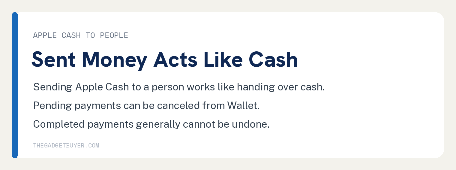 Apple Cash sent to a person acts like cash, three facts about person to person payments