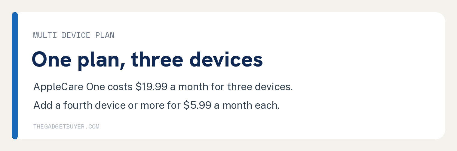 AppleCare One costs 19.99 dollars a month for three devices