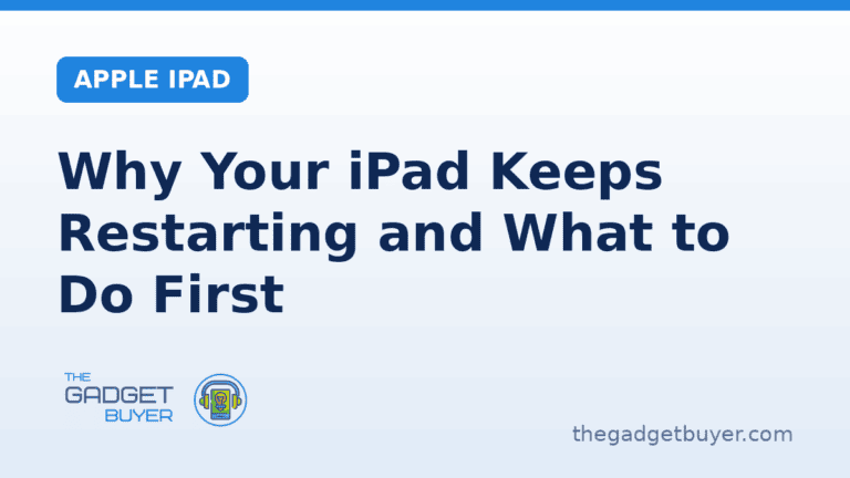 Person holding iPad with a blue screen showing restart issues.