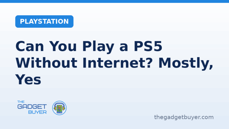 Playing a PS5 without internet explained on a branded card