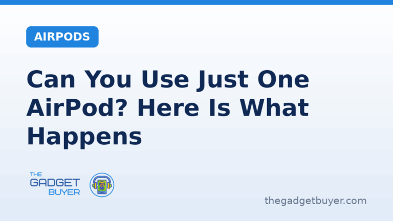 Using just one AirPod on its own explained on a branded card