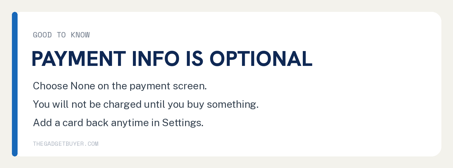 Payment info is optional when creating an Apple Account