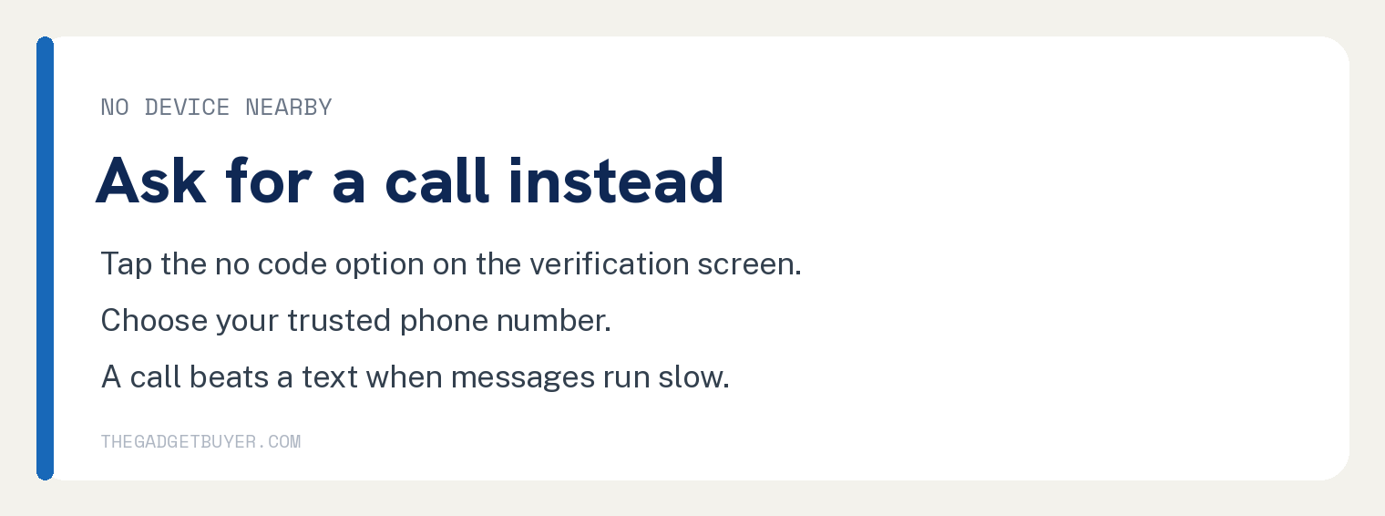 Card showing how to ask Apple for a phone call with your verification code