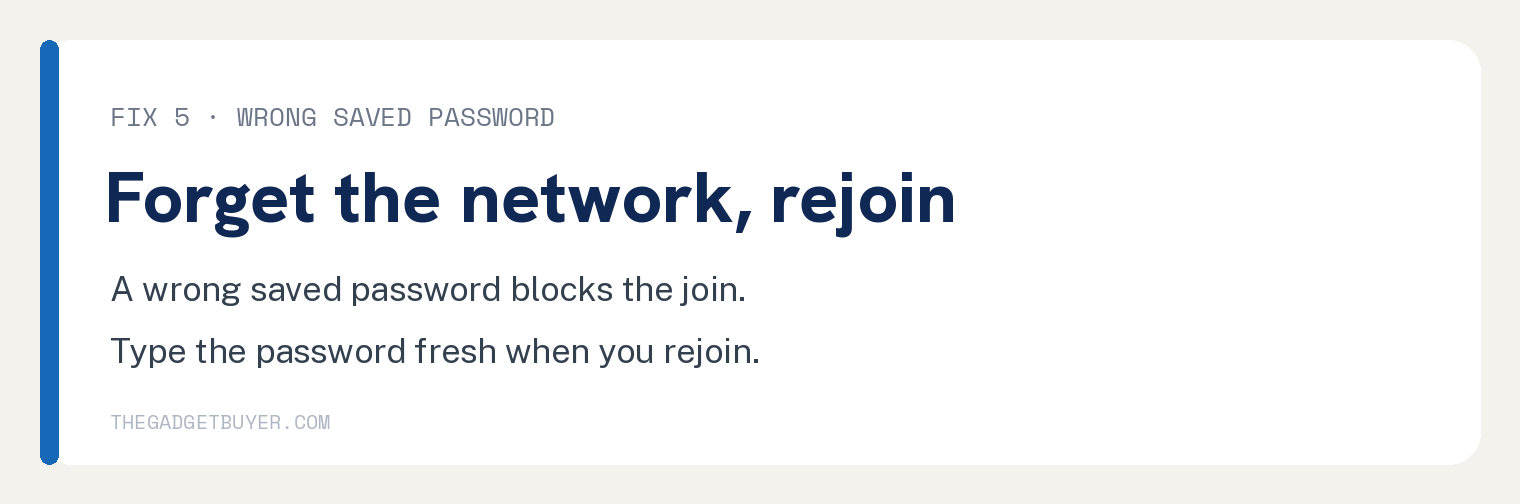 iPad Won't Connect to WiFi? 8 Fixes That Work 2 Card: forget the network and rejoin, typing the password fresh clears a wrong saved password