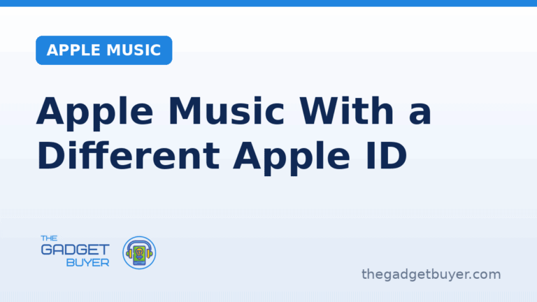 Apple Music with a different Apple ID explained on a branded card