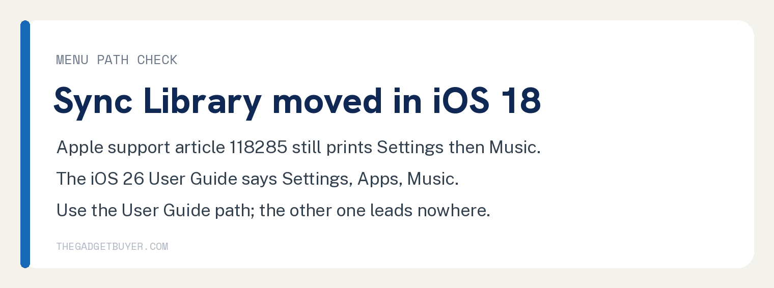 Apple Music With a Different Apple ID, and the 90 Day Trap 3 Sync Library menu path moved to Settings then Apps then Music in iOS 18