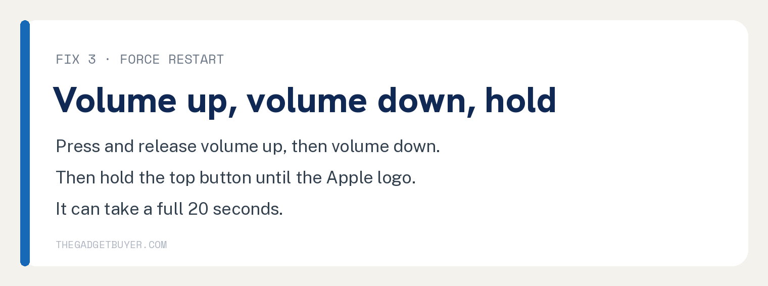 iPad Won't Turn On? 6 Fixes That Work 2 Force restart an iPad with volume up then volume down then the top button