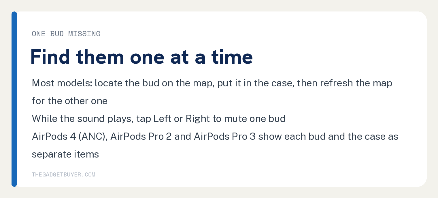 ONE BUD MISSING: Find them one at a time