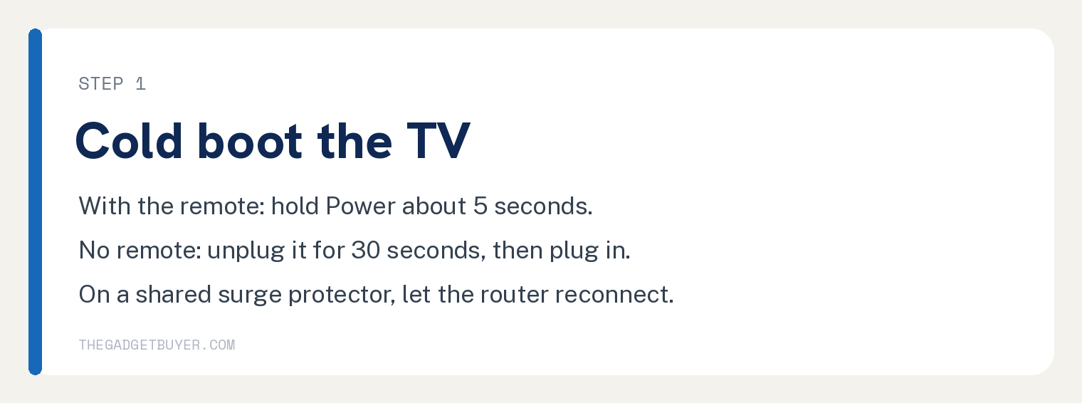 Two ways to cold boot a Samsung TV when apps will not open